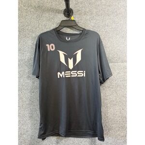 Messi Shirt Mens Large Black‎ Pink Logo Lionel Messi Soccer Futbol Game Day  Q5